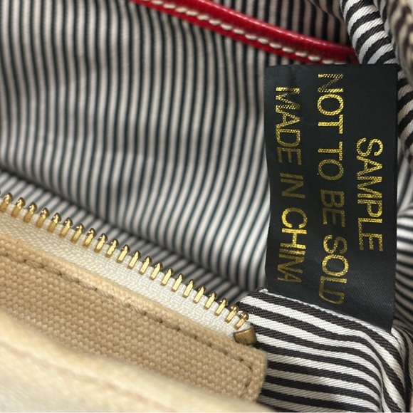 Kate Spade Red Leather & Cream Canvas Kent Stevie Shoulder Bag Satchel Sample - Picture 16 of 16